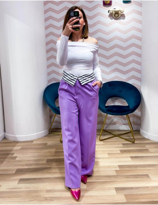 Pantalone Risvolto Righe