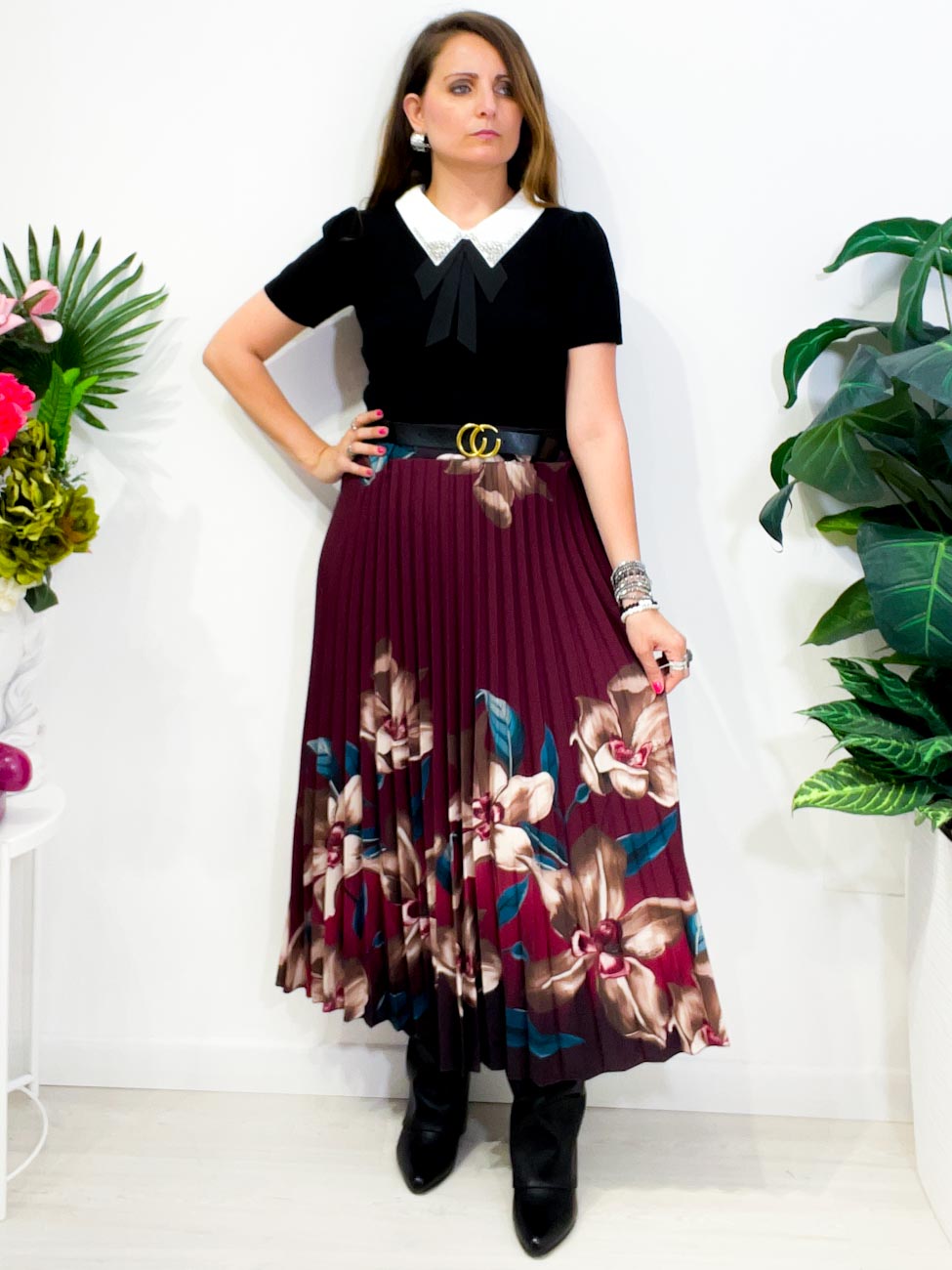 Gonna Plisse Fiori B